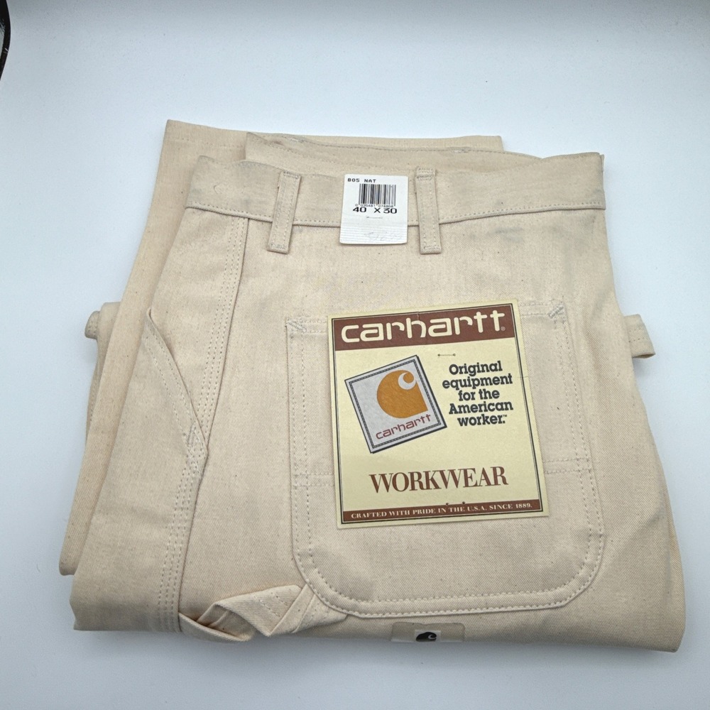 Carhartt B05 NAT Mens 40x30 Natural Drill Painter Dungaree Work Pants USA NWT